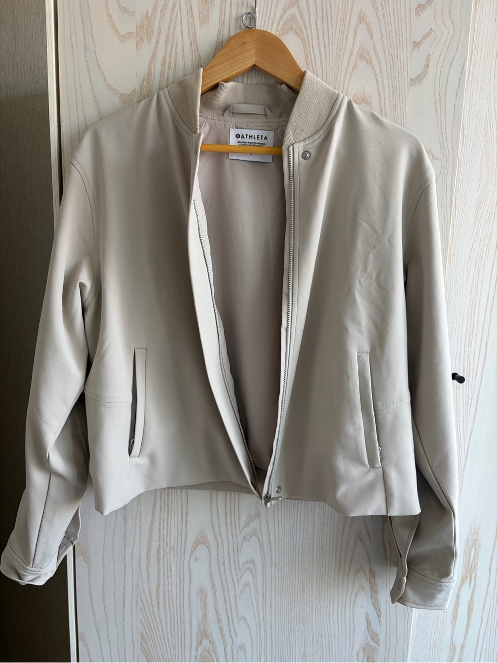 Athleta Neutral Light Beige Bomber Jacket